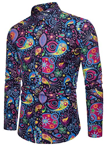 Amazon.com: QZH.DUAO Mens 70s Disco Shirts Casual Paisley